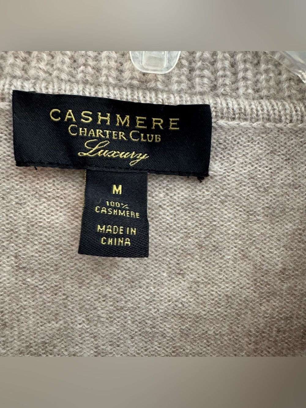 Cashmere Charter Club Luxury Beige 1/4 Zip Turtleneck Sweater Knit Minimalist M - Picture 7 of 8